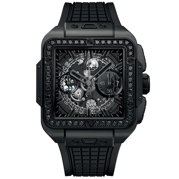ウブロ HUBLOT スクエア・バン ウニコ オールブラック ダイヤモンド　821.CX.0140.RX.1200
