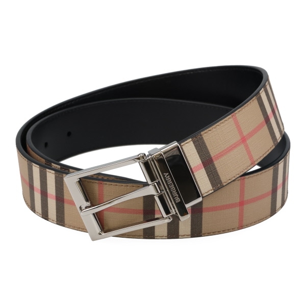 バーバリー ベルト メンズ BURBERRY チェックアンドレザー リバーシブルベルト 8052781 ベージュ+ブラック サイズ90cm バーバリー ベルト メンズ BURBERRY チェックアンドレザー