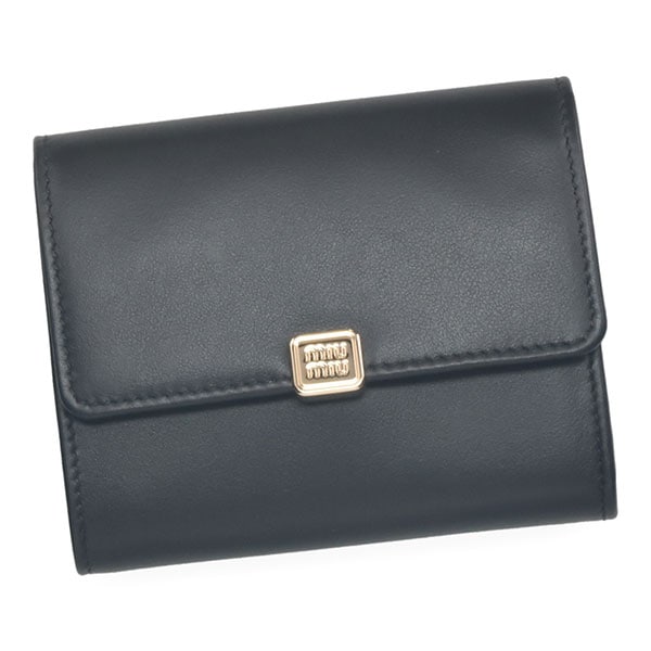ミュウミュウ 財布 レディース MIUMIU ロゴ付レザー財布 5MH040 2CVX F0002 ブラック