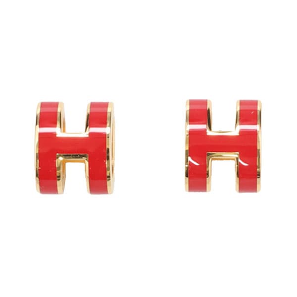 【プレミアム価格】 エルメス ポップアッシュ ミニ ピアス HERMES ルージュヴィフ ゴールド 608002
