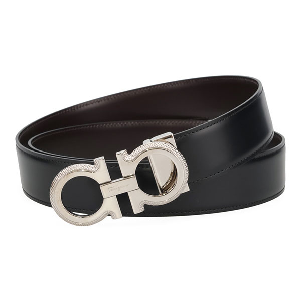 【新品】Ferragamo ガンチーニ 銀バックル リバーシブルベルト シルバー FERRAGAMO フェラガモ リバーシブル ガンチーニ ベルト メンズ レザー