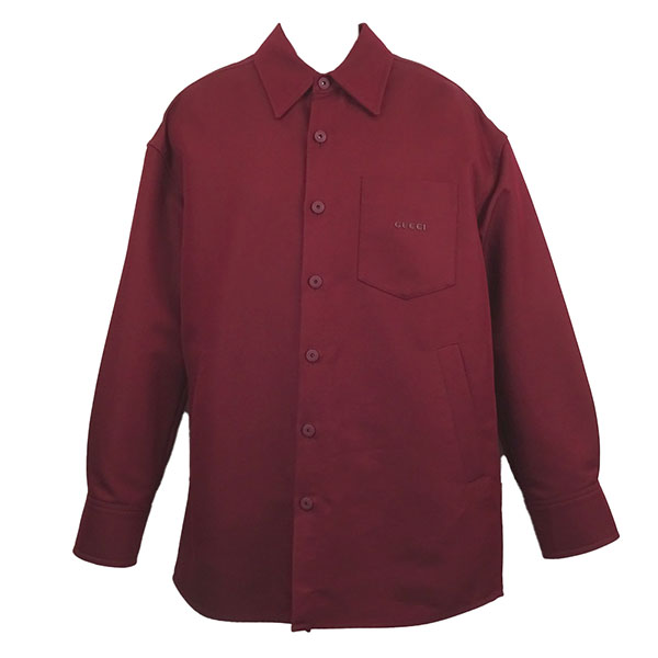グッチ ギャバジンシャツ メンズ GUCCI 809791 ZASGT 6052 レッド サイズ46