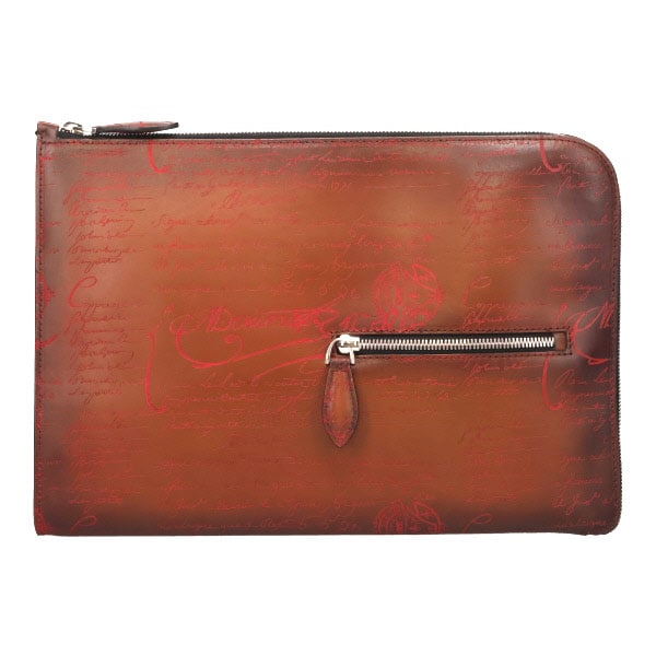 【プレミアム価格】 ベルルッティ バッグ メンズ BERLUTI ニノTGM スクリットレザークラッチ スペシャルパティーヌ ブラウン+コーラルピンク 244382