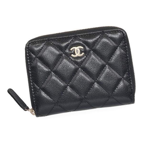 【プレミアム価格】 シャネル 財布 レディース CHANEL マトラッセ スモールジップウォレット AP4652 B10583 C3906 ブラック シャンパンゴールド金具