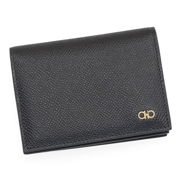 フェラガモ カードケース メンズ FERRAGAMO ダブルガンチーニ 661665 784673 ブラック