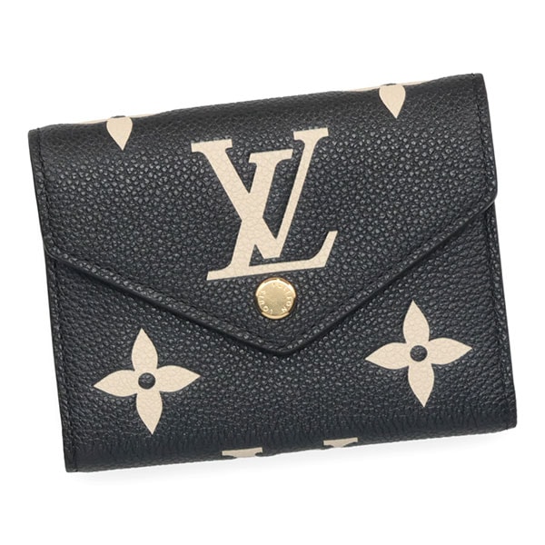 【プレミアム価格】 ルイヴィトン 財布 レディース LOUIS VUITTON モノグラムアンプラント ポルトフォイユヴィクトリーヌ ブラック ベージュ M80968