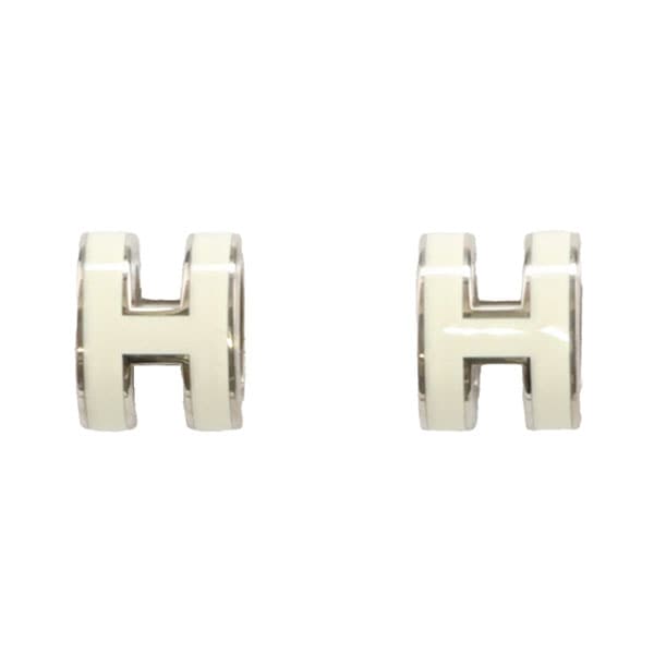 【プレミアム価格】 エルメス ポップアッシュ ミニ ピアス HERMES ホワイト シルバー 60800 POP H ポップH