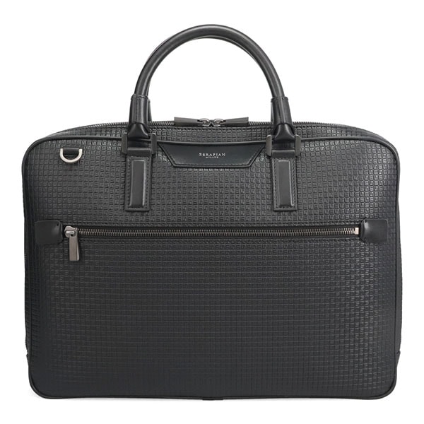 セラピアン バッグ メンズ SERAPIAN ステパン エクストラスリムブリーフケース 712537B 0004 CG2 ブラック+エクリプスブラック セラピアン バッグ メンズ SERAPIAN ステパン エクストラスリム