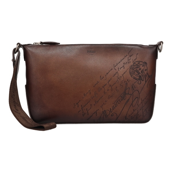 【プレミアム価格】 ベルルッティ バッグ メンズ BERLUTI トゥジュール スクリットレザー ソフトジップポーチ ソフトブラウン 308109
