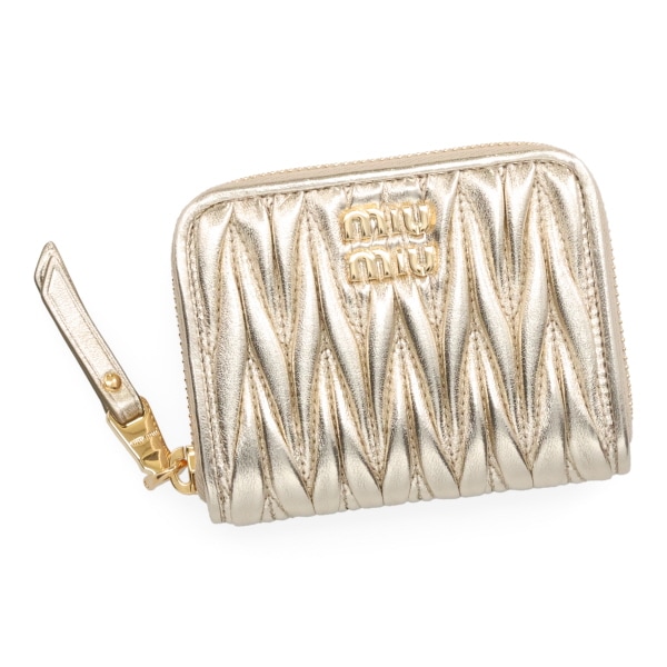 ミュウミュウ 財布 レディース MIUMIU マテラッセレザー コインケース 5MM268 AFPP F0846 PIRITE ゴールド