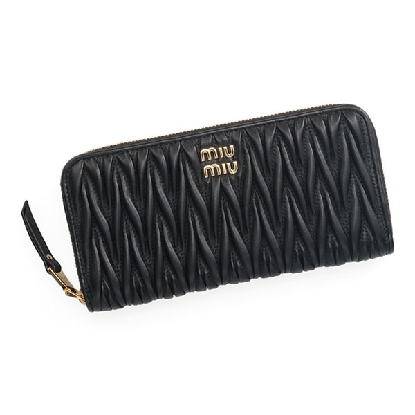ミュウミュウ 財布 レディース MIUMIU ラージ マトラッセ ナッパレザー ウォレット 5ML506 AFPP F0002 NERO ブラック