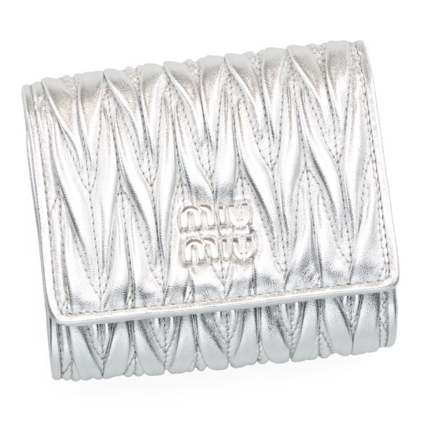 ミュウミュウ 財布 レディース MIUMIU マテラッセレザー 5MH033 AFPP F0118 ARGENTO シルバー