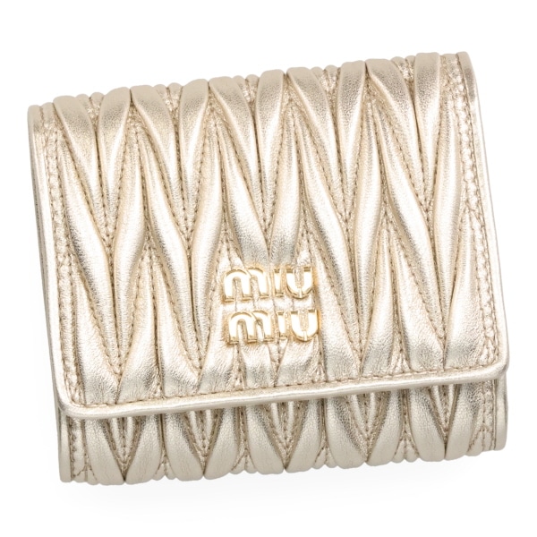 ミュウミュウ 財布 レディース MIUMIU マテラッセレザー 5MH033 AFPP F0846 PIRITE ゴールド