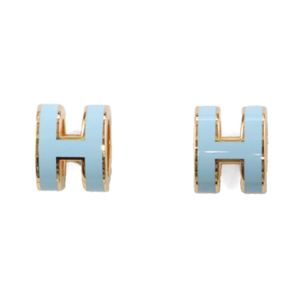 【プレミアム価格】 エルメス ポップアッシュ ミニ ピアス HERMES ブルーポレール ゴールド 608002  POP H ポップH