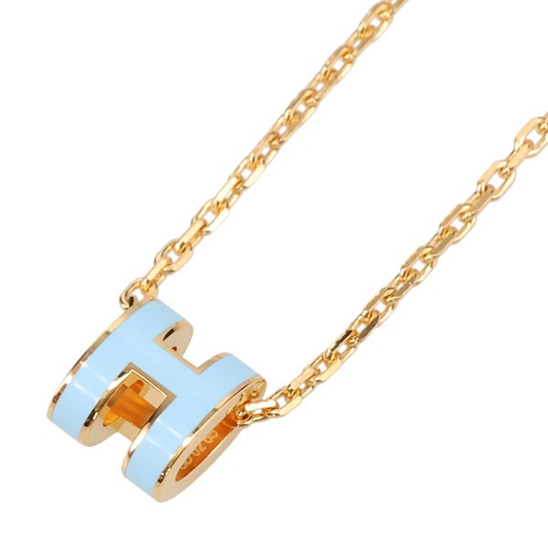 ✨極美品✨エルメス ミニ　ポップアッシュH トップ　ゴールド×ブルー HERMES 【カラー限定特価】HERMES エルメス ネックレス ポップアッシュ