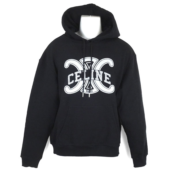 セリーヌ パーカ メンズ CELINE ルーズフーディー RY0JH670Q 38AW ブラック/ホワイト サイズXS ※サイズ別の在庫状況はお問合せください。