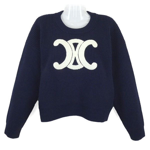セリーヌ ニット レディース CELINE クルーネックセーター RY0GS423P 07MR ネイビー サイズM ※サイズ別の在庫状況はお問合せください。