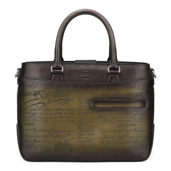 BERLUTI グレー レザートートバッグ プレミアム価格】 ベルルッティ