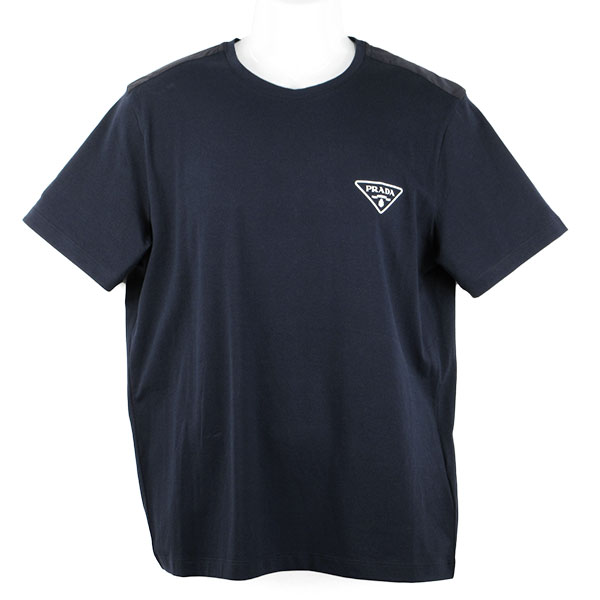 プラダ Tシャツ メンズ PRADA UJN880 RWM0 1U1R BLEU ブルー サイズL ※サイズ別の在庫状況はお問合せください。