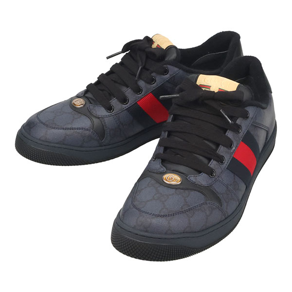 グッチ スニーカー メンズ GUCCI GGスプリーム スクリーナースニーカー 763525 FACMI 8443 ネイビー サイズ9 28cm相当