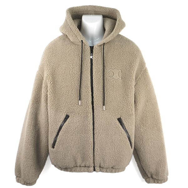 セリーヌ フードジャケット メンズ CELINE RV0SC0T87 02BL ベージュ/ブラック サイズL