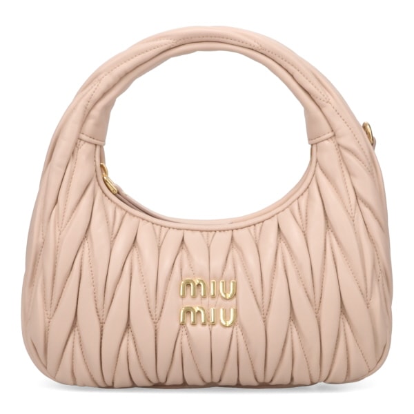 ミュウミュウ バッグ レディース MIUMIU ワンダー マテラッセレザー ホーボーバッグ 5BC125 AN88 F0236 CIPRIA ピンクベージュ