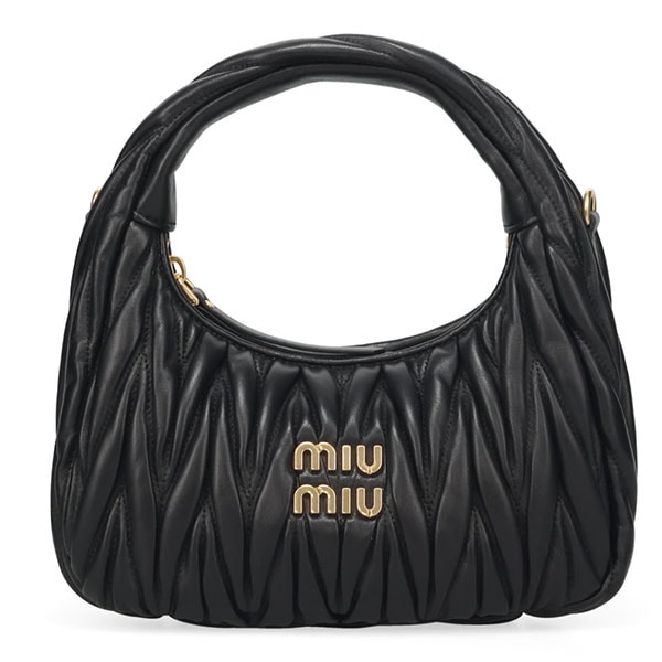 ミュウミュウ バッグ レディース MIUMIU ワンダー マテラッセレザー ホーボーバッグ 5BC125 AN88 F0002 NERO ブラック