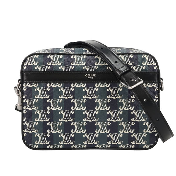セリーヌ バッグ メンズ CELINE スモールメッセンジャーバッグ ストライプ 11394 2GUL 07TH ブラック/ネイビーブルー