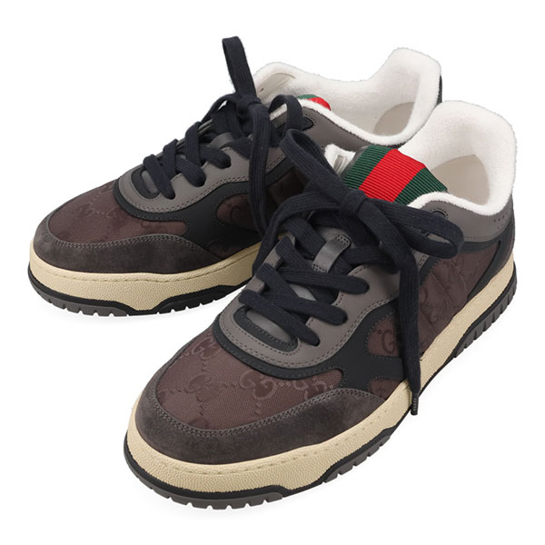 グッチ スニーカー メンズ GUCCI リウェブ GGナイロン スニーカー 831661 AAEX3 1341 グレー サイズ8.5 27.5cm相当