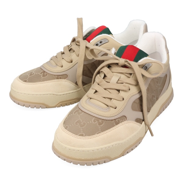 グッチ スニーカー メンズ GUCCI リウェブ GGナイロン スニーカー 831661 AAEX3 9646 ベージュ サイズ9 28cm相当