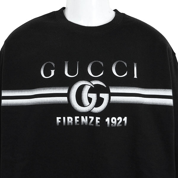 グッチ スウェット メンズ GUCCI プリント コットンジャージースウェットシャツ 784413 XJGKQ 1152 ブラック サイズL グッチ スウェット メンズ GUCCI プリント コットンジャージー