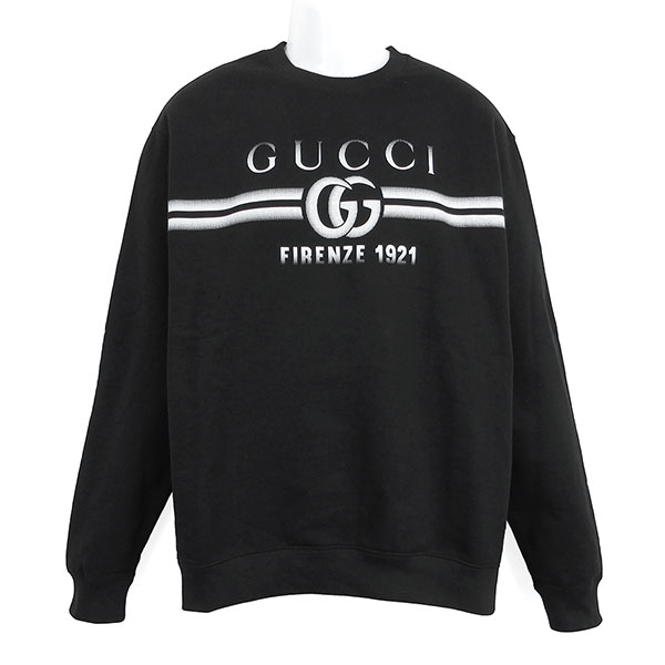 グッチ スウェット メンズ GUCCI プリント コットンジャージースウェットシャツ 784413 XJGKQ 1152 ブラック サイズL