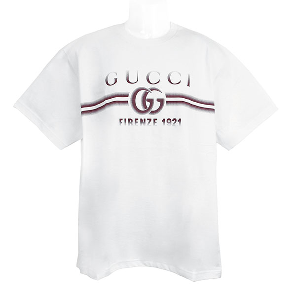 グッチ Tシャツ メンズ GUCCI プリント コットンジャージーTシャツ 785345 XJGKJ 9541 ホワイト サイズM ※サイズ別の在庫状況はお問合せください。