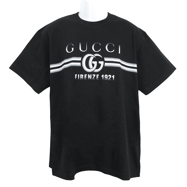 グッチ Tシャツ メンズ GUCCI プリント コットンジャージーTシャツ 785345 XJGKJ 1070 ブラック サイズL グッチ Tシャツ メンズ GUCCI プリント コットンジャージーTシャツ