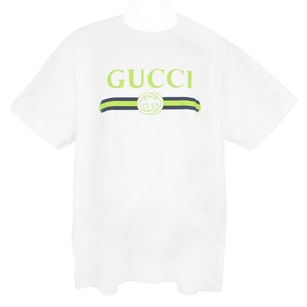 グッチ Tシャツ メンズ GUCCI プリント コットンジャージーTシャツ 796395 XJHDH 9074 イエロー サイズL グッチ Tシャツ メンズ GUCCI プリント コットンジャージーTシャツ