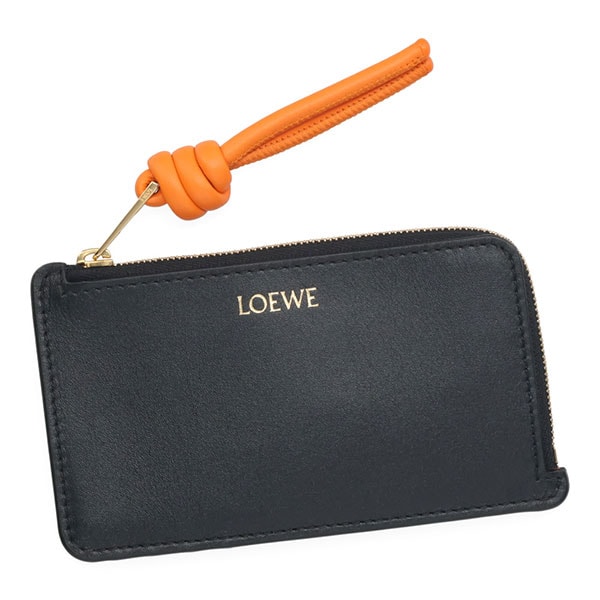 ロエベ 財布 コイン カードケース レディース LOEWE ノット コインカードホルダー CEM1Z40X02 6036 ブラック+オレンジ