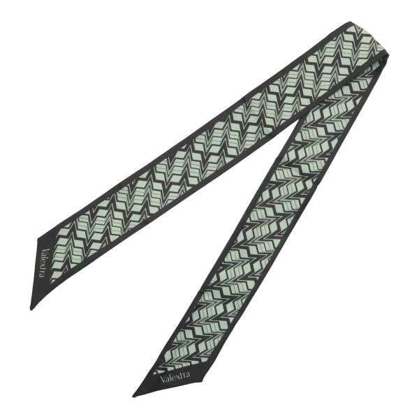 ヴァレクストラ スカーフ レディース VALEXTRA シルクバンド アブストラクト ドローイング FONL0002730 T9999 NNEU ブラック+ユーカリグリーン