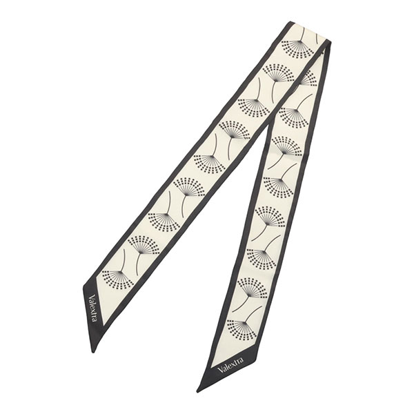 ヴァレクストラ スカーフ レディース VALEXTRA フラワー シルクバンド FONL0008730 T9999 NNEU ホワイト+ブラック