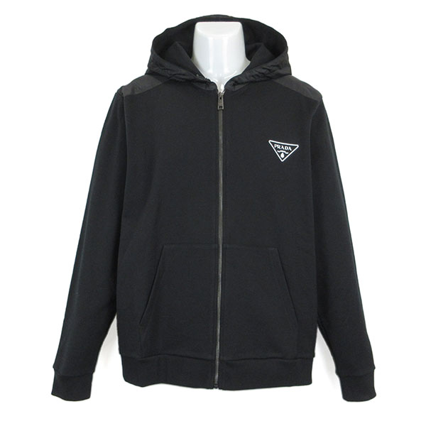 プラダ ジップアップフーディ メンズ PRADA UJL19A R232 1060 NERO ブラック サイズXL