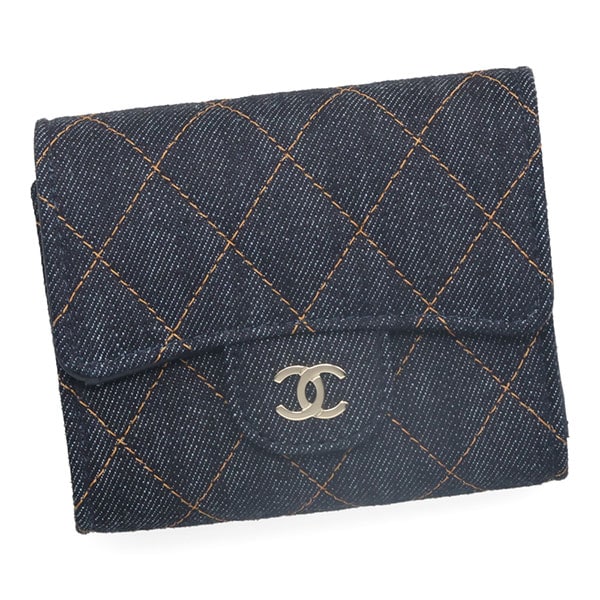 【プレミアム価格】 シャネル 財布 レディース CHANEL マトラッセ AP0229 B23492 U7663 デニム シルバー金具