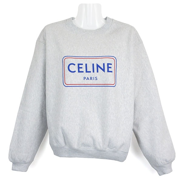 セリーヌ トレーナー レディース CELINE ルーズスウェットシャツ コットンフリース RY0SE1233 GGY6 ペールグレー レッド セニムブルー XSサイズ ※サイズ別の在庫状況はお問合せください。
