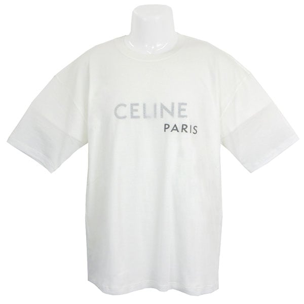 セリーヌ Tシャツ メンズ CELINE ダブルレイヤーTシャツ ファインコットンジャージー RX0DT0F17 01OB オフホワイト ブラック Sサイズ ※サイズ別の在庫状況はお問合せください。