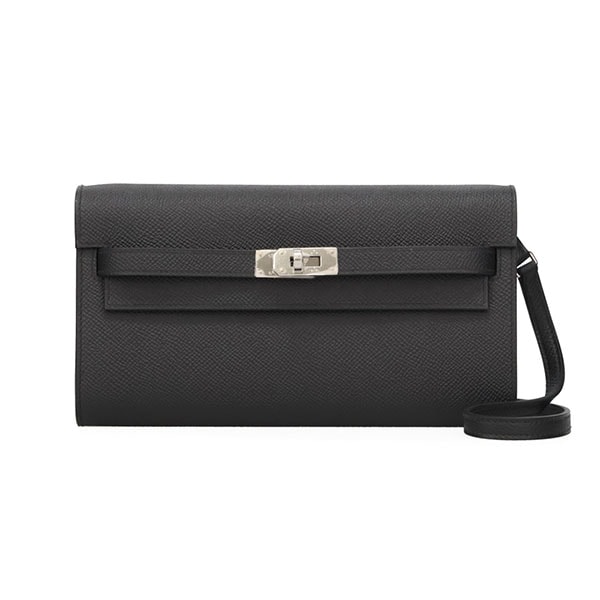 【プレミアム価格】 エルメス ケリートゥーゴー HERMES ヴォーエプソン ブラック シルバー金具 080253