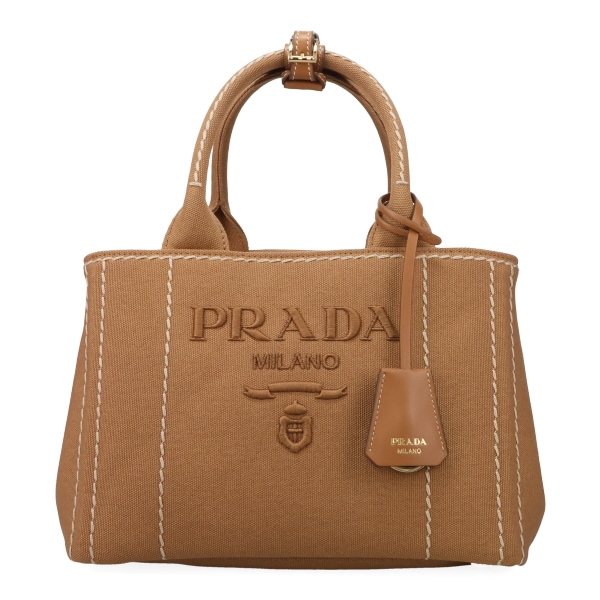 プラダ バッグ レディース PRADA ジャルディニエール スモール コットンキャンバス ハンドバッグ 1BG464 2CYA F0JHU TABACCO タバコ