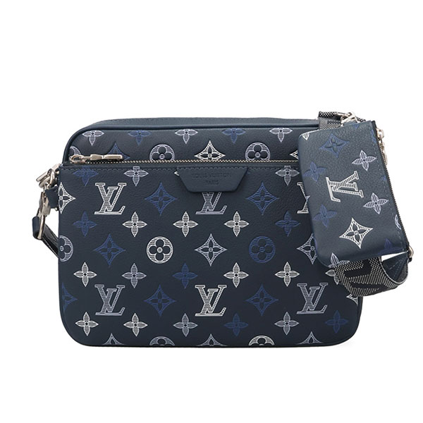 【プレミアム価格】 ルイヴィトン バッグ メンズ LOUIS VUITTON モノグラムシャドウ トリオメッセンジャー ネイビーブルー M28618