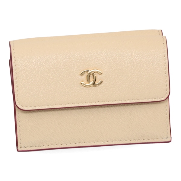 【プレミアム価格】 シャネル 財布 レディース CHANEL スモールフラップウォレット AP5214 B23783 U8748 ベージュ ゴールド金具