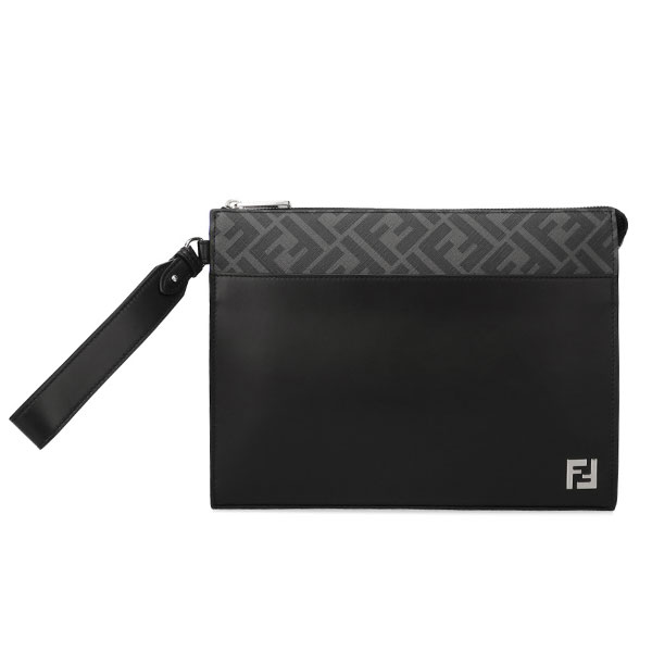 フェンディ バッグ メンズ FENDI FFスクエア クラッチバッグ 7VA491 AJF0 F0GXN ブラック