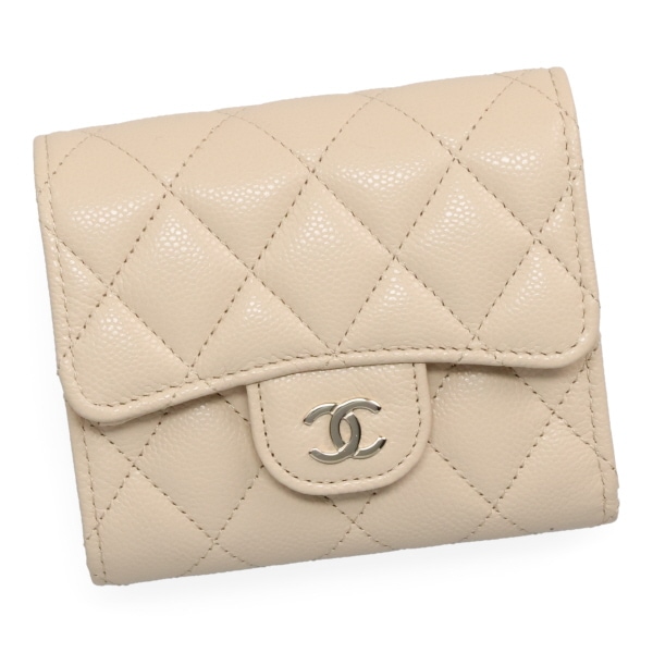 【プレミアム価格】 シャネル 財布 レディース CHANEL クラシック スモール フラップウォレット AP0229 B10583 U8372 ベージュ シャンパンゴールド金具