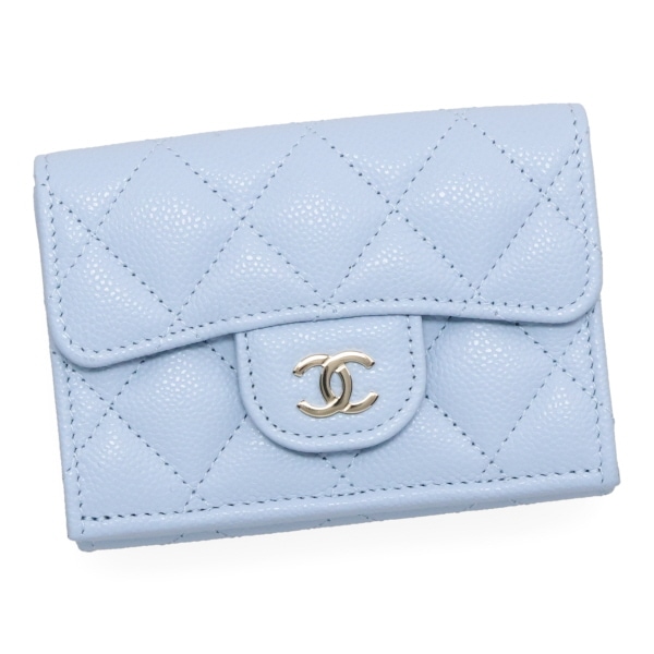 【プレミアム価格】 シャネル 財布 レディース CHANEL クラシック スモールフラップウォレット AP0230 B10583 UA222 ライトブルー シャンパンゴールド金具