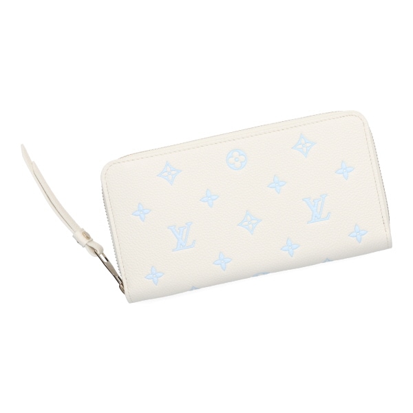 【プレミアム価格】 ルイヴィトン 財布 レディース LOUIS VUITTON モノグラムアンプラント ジッピーウォレット ミルキーホワイト+ブルー M28131